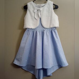 Disney D'Signed Light Blue Hi Low Dress & Sleeveless Cardigan Size Medium 10/12